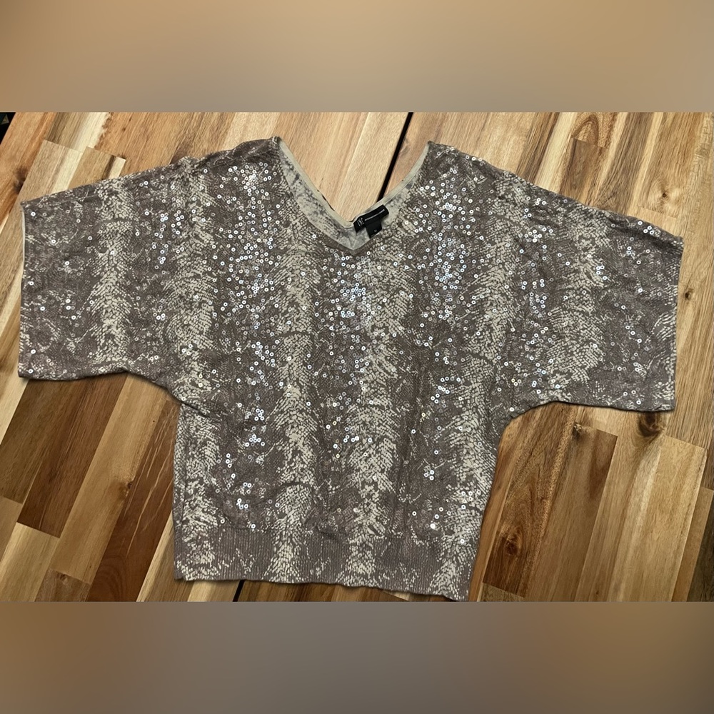 I.N.C. Women’s Sequin-Detailed, Cotton/Rayon Blouse, Size Medium